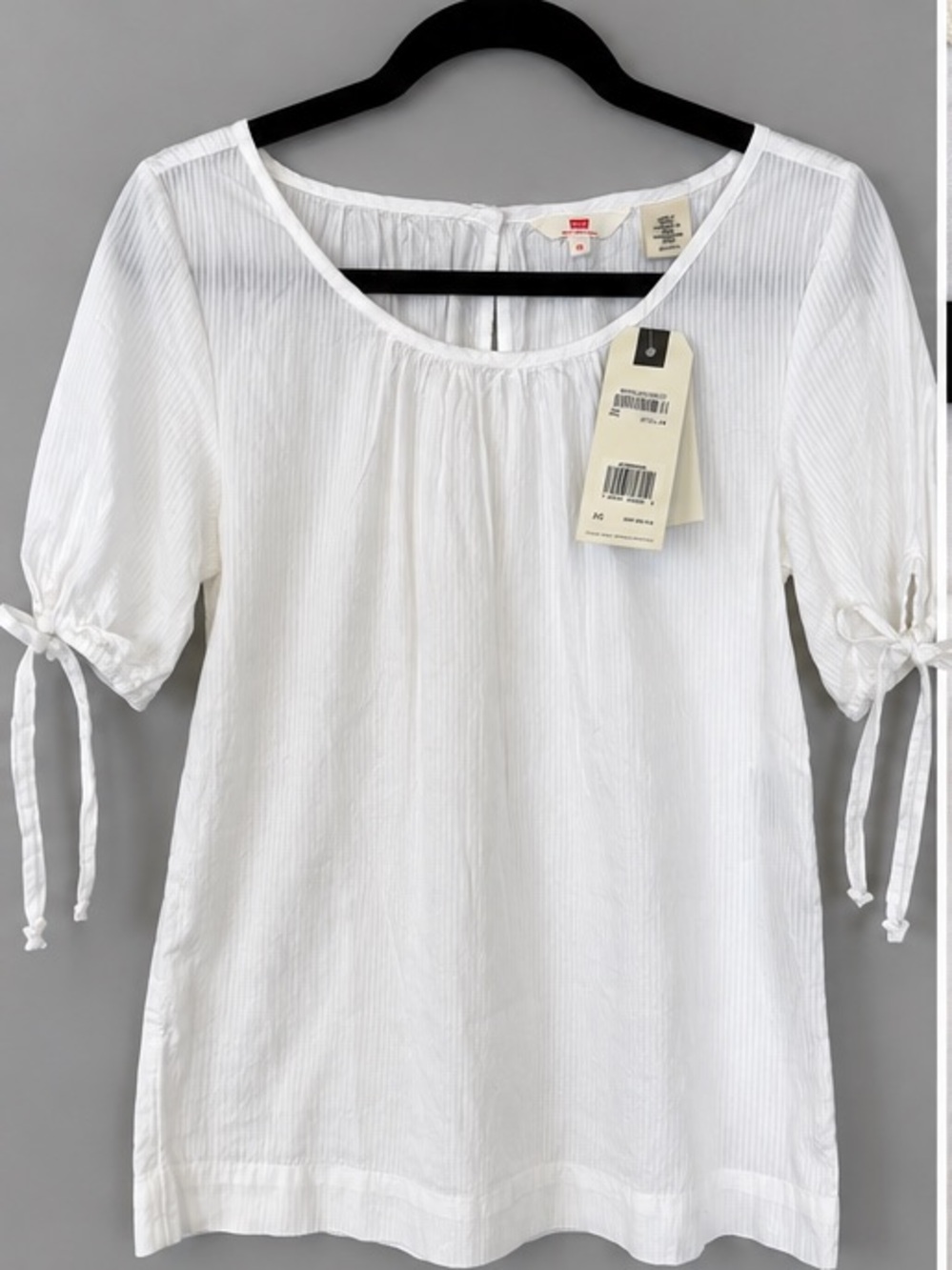 Levi's White Peasant Tunic Top with Tie Sleeves